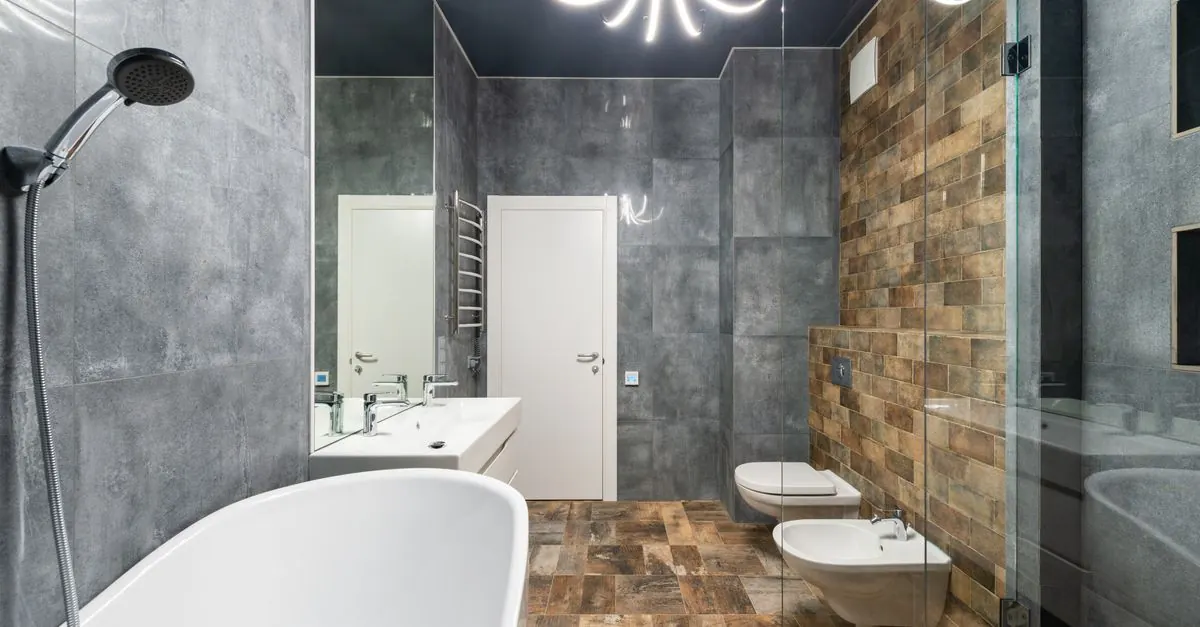 Renovated bathroom with new tile